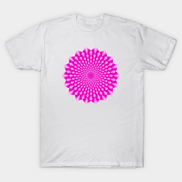 Pink Floral Mandala with 3D Effect T-Shirt by MandalaSoul